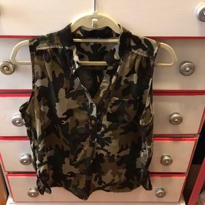 Sheer camo camouflage blouse